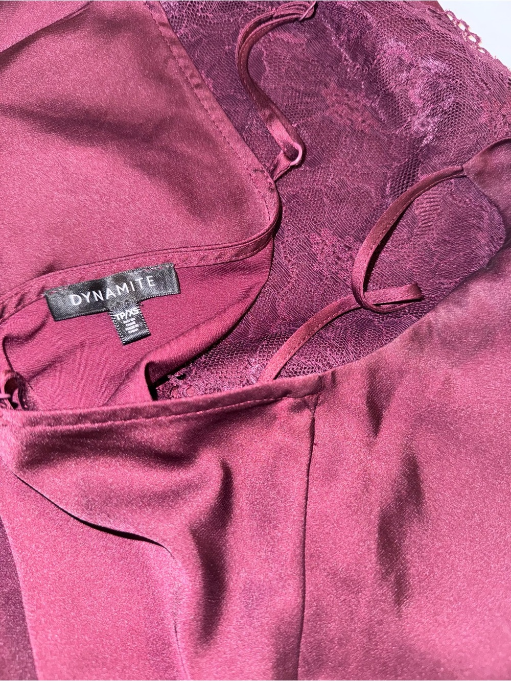 Women's Burgundy Lace-Trim Top (Dynamite)